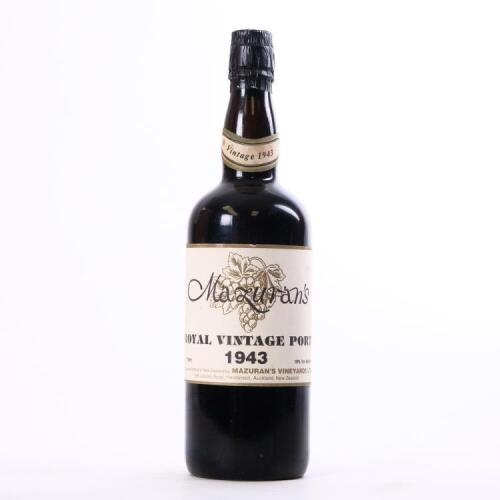 (1) 1943 Mazuran's Royal Vintage Port, West Auckland