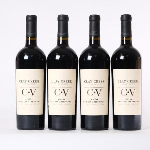 (4) 2020 Clay Creek C.V. Old Vine Zinfandel, Lodi California