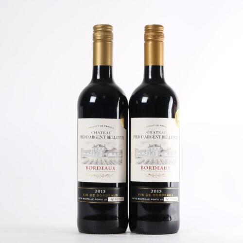 (2) 2015&nbsp;Chateau Pied d'Argent Bellevue, Bordeaux Origine Prot&eacute;g&eacute;