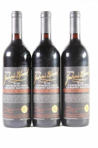(3) 1992 John's Blend No. 19 Cabernet Sauvignon, Langhorne Creek SA