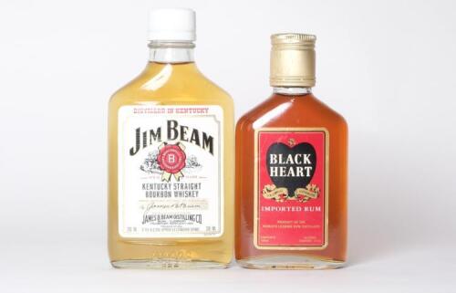 Two bottles: Rum (150ml) & Bourbon (200ml) in one lot