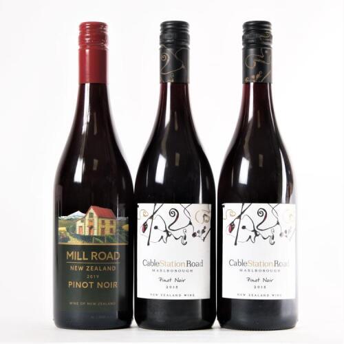 Three bottles of New Zealand Pinot Noir in one lot