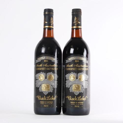 (2) 1983&nbsp;Wolf Blass Black Label Cabernet Sauvignon, Langhorne Creek SA