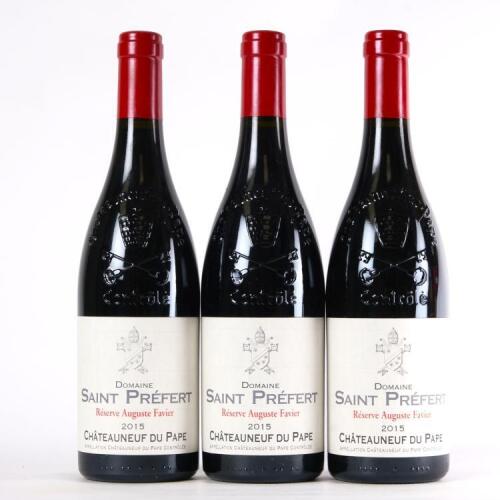 (3) 2015 Domaine Saint Prefert Reserve Auguste Favier Chateauneuf du Pape
