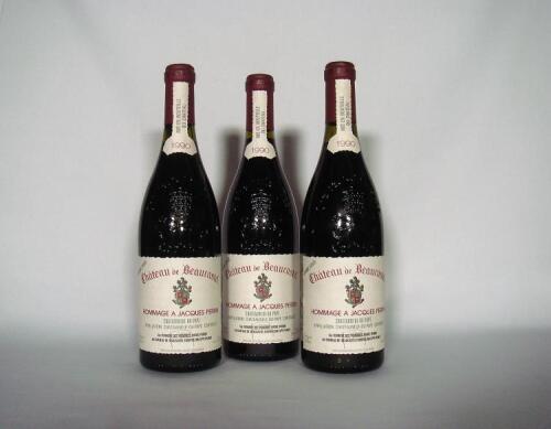 (3) 1990 Chateau de Beaucastel Chateauneuf du Pape Hommage Jacques Perrin, Rhone