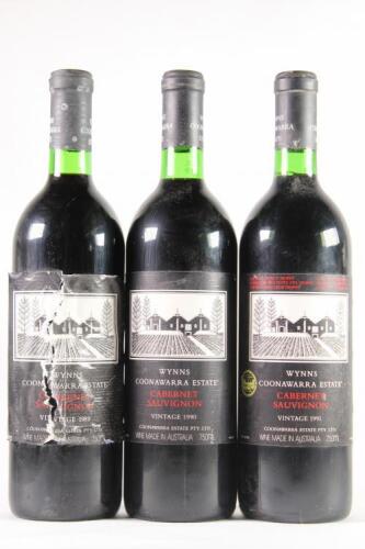 Three bottles of&nbsp; Wynns Cabernet Sauvignon in one lot&nbsp;&nbsp;