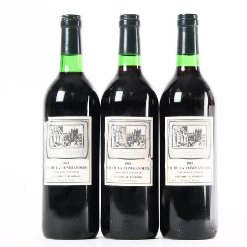 (3) 1983 Berry Bros. & Rudd Chateau de la Commanderie 700ml, Lalande-de-Pomerol