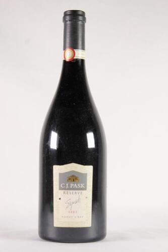 (1) 2002 CJ Pask Reserve Syrah, Gimblett Gravels