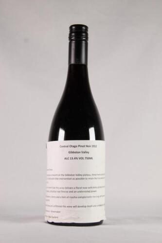 (1) 2012 Central Otago Pinot Noir from a Gibbston Valley vineyard
