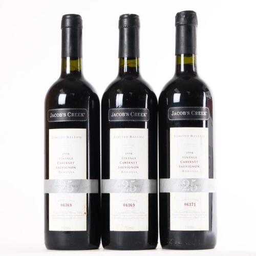 (3) 1998 Orlando Jacobs Creek Limited Release Cabernet Sauvignon, Barossa SA