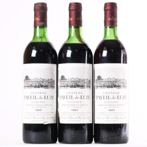 (3) 1983 Chateau Paveil de Luze, Margaux
