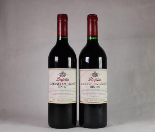 (2) 1996 Penfolds Bin 407 Cabernet Sauvignon, South Australia