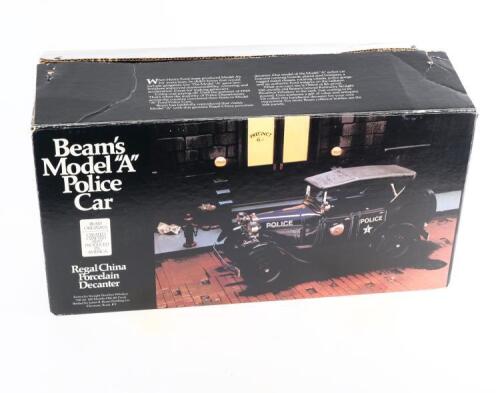 (1) Jim Beam Ceramic Decanter Model A Ford Phaeton Police Car Kentucky Straight Bourbon Whiskey 100 months old 750ml 80 proof, USA
