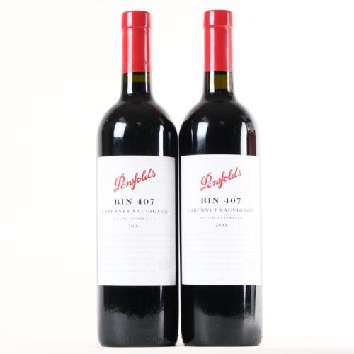 (2) 2003 Penfolds Bin 407 Cabernet Sauvignon, South Australia