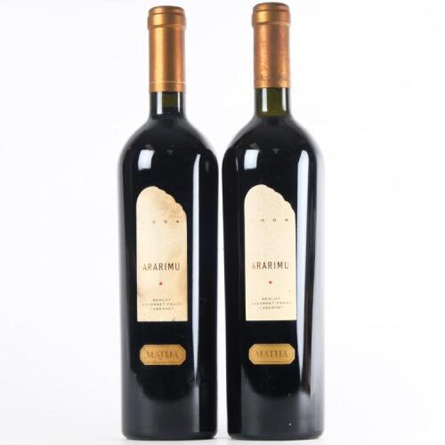 (2) 1994 Matua Valley Ararimu Merlot/Cabernet Franc/Cabernet Sauvignon, Hawkes Bay