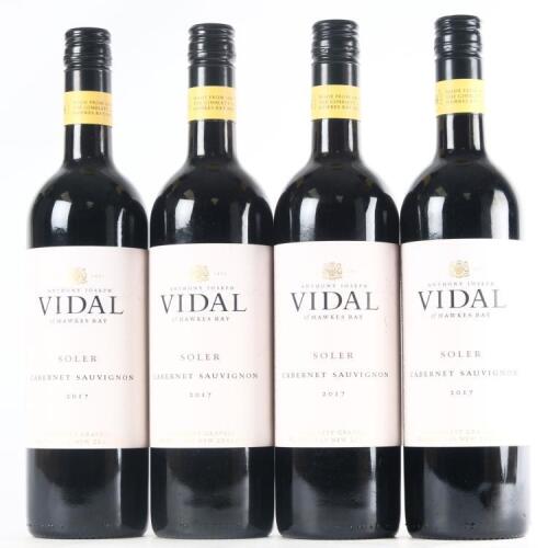 (4) 2017 Vidal Estate Soler Cabernet Sauvignon,Gimblett Gravels