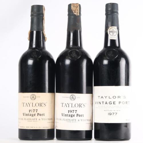 (3) 1977 Taylor's Vintage Port, Oporto