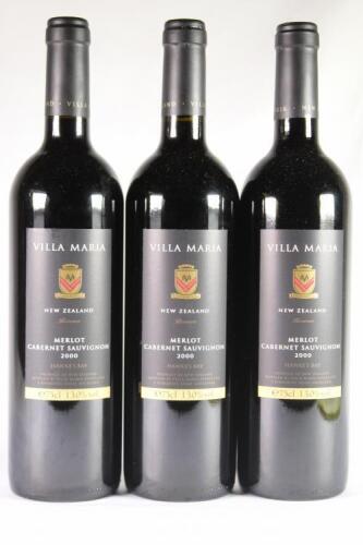 (3) 2000 Villa Maria Reserve Merlot/Cabernet Sauvignon, Hawkes Bay