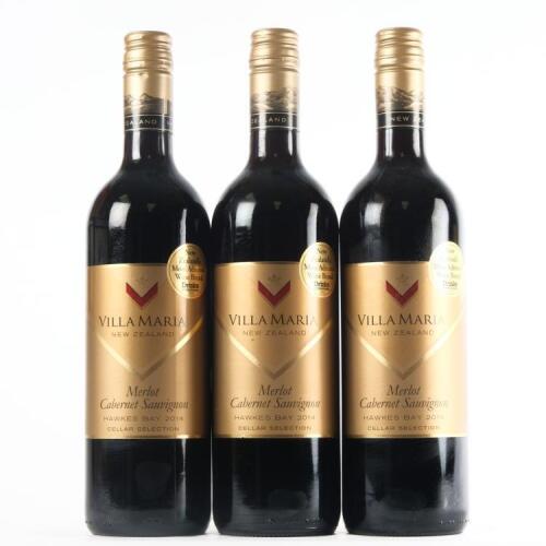(3) 2014 Villa Maria Cellar Selection Merlot/Cabernet Sauvignon, Hawkes Bay