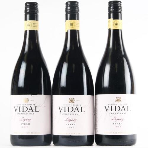 (3) 2016 Vidal Legacy Syrah, Gimblett Gravels