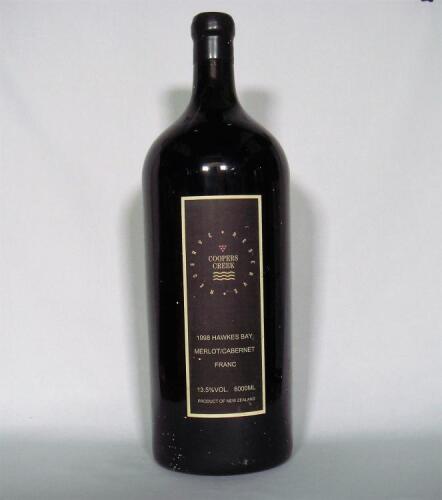 (1) 1998 Coopers Creek Reserve Merlot/Cabernet Franc 6 litre, Hawkes Bay