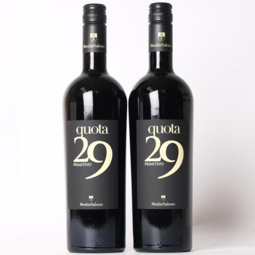 (2) 2022 Menhir Salento 'Quota 29' Primitivo Salento IGT, Puglia