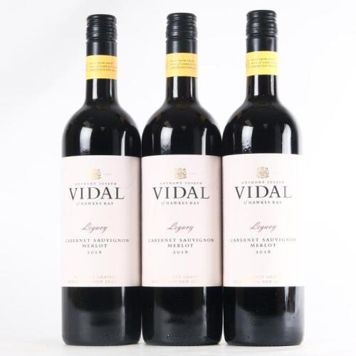 (3) 2018 Vidal Estate Legacy Cabernet Sauvignon/Merlot, Gimblett Gravels