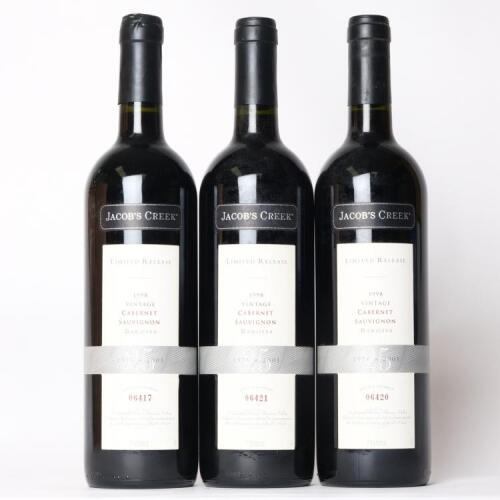 (3) 1998 Orlando Jacobs Creek Anniversary Release Cabernet Sauvignon, Barossa SA