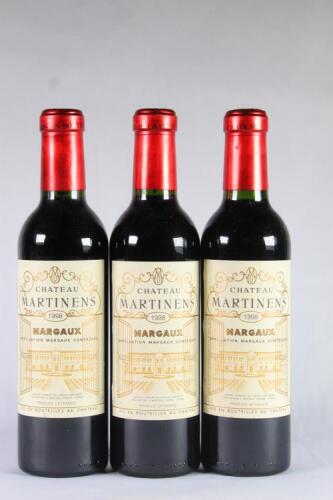 (3) 1998 Chateau Martinens 375ml, Margaux