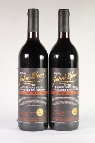 (2) 1992 John's Blend No. 19 Cabernet Sauvignon, Langhorne Creek SA