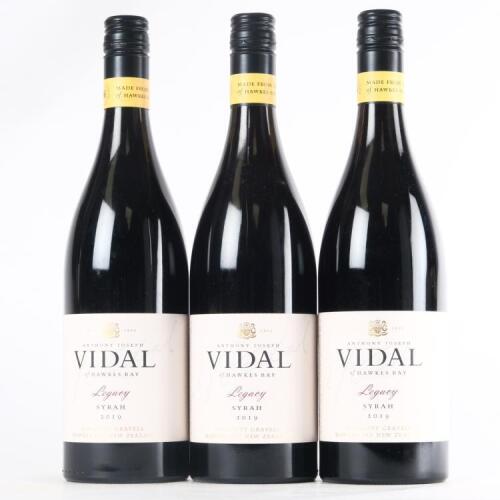 (3) 2019 Vidal Estate Legacy Syrah, Gimblett Gravels