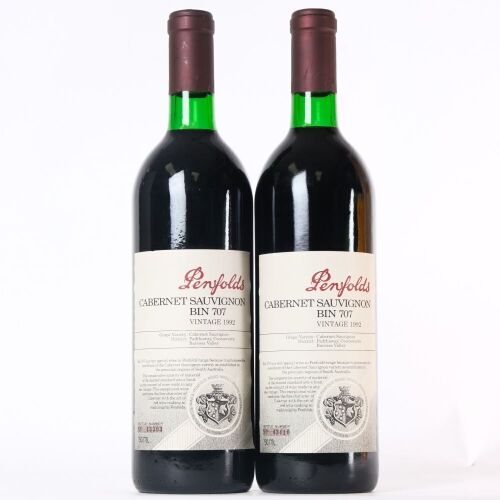 (2) 1992 Penfolds Bin 707 Cabernet Sauvignon, South Australia