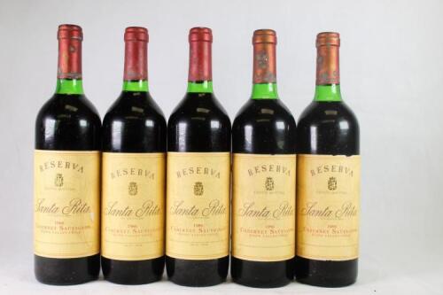 Five bottles of Vina Santa Rita Reserva Cabernet Sauvignon in one lot