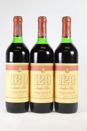 Three bottles of Vina Santa Rita 120 Cabernet Sauvignon/Merlot in one lot
