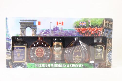 (1) Premium Whiskies & Cognacs 5 x 50ml
