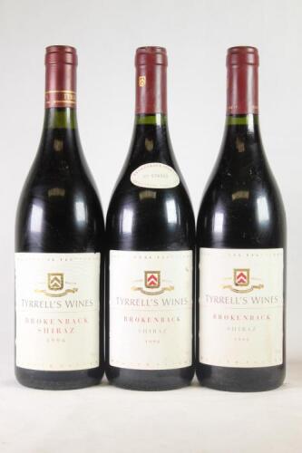 Three bottles of Tyrrell's Brokenback Shiraz in one lot