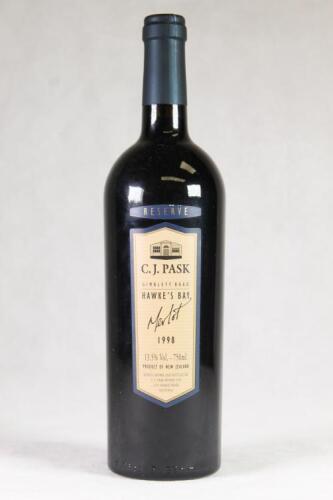 (1) 1998 CJ Pask Reserve Merlot, Gimblett Gravels