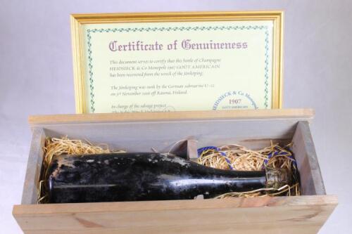 (1) 1907 Heidsieck & Co Monopole Gout Americain Certificate # 1392
