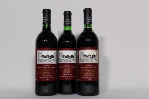 (3) 1987 Wynns John Riddoch Cabernet Sauvignon,&nbsp;Coonawarra&nbsp; SA