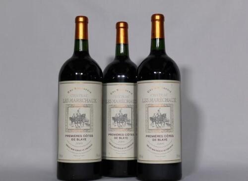 (3) 2001 Chateau Les Marechaux Cru Bourgeois, Cotes de Bordeaux 1500ml