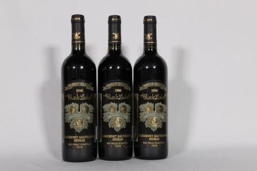 (3) 1996 Wolf Blass Black Label Cabernet Sauvignon/Shiraz, South Australia