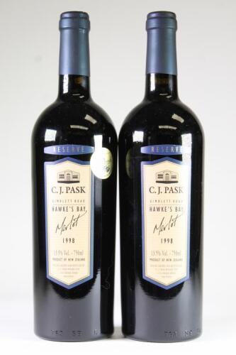 (2) 1998 CJ Pask Reserve Merlot, Gimblett Gravels