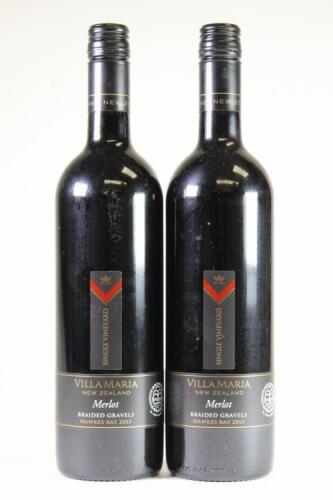 (2) 2013 Villa Maria Single Vineyard Braided Gravels Merlot , Hawkes Bay