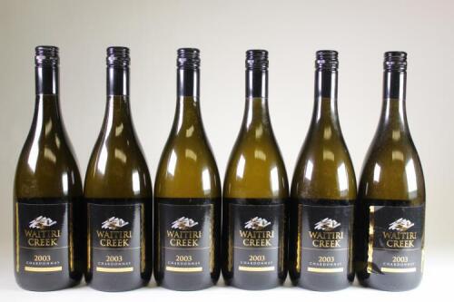 Six bottles of 2003 Waitiri Creek Chardonnay, Central Otago in one lot