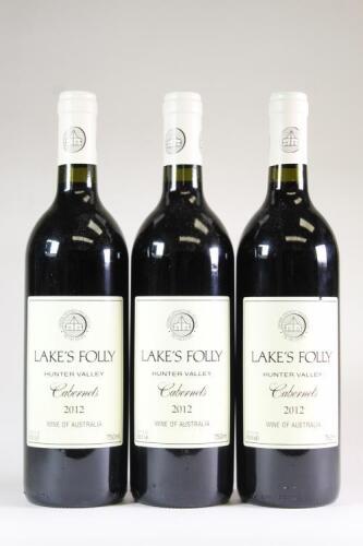 (3) 2012 Lake's Folly Cabernets, Hunter NSW