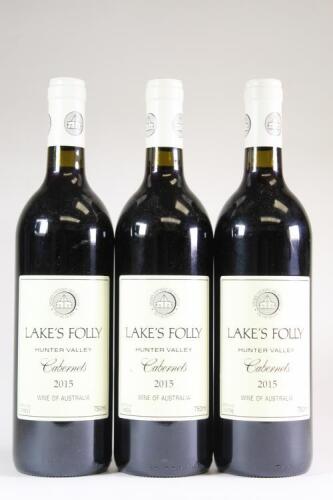 (3) 2015 Lake's Folly Cabernets, Hunter NSW