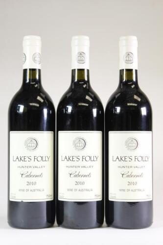 (3) 2010 Lake's Folly Cabernets, Hunter NSW