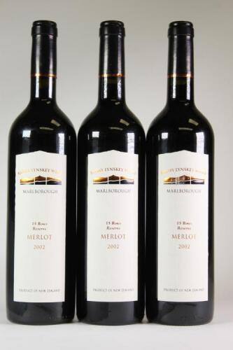 (3) 2002 Kathy Lynskey 15 Rows Reserve Merlot, Marlborough