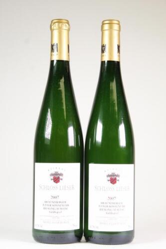 (2) 2007 Weingut Schloss Lieser Brauneberger Juffer-Sonnenuhr Goldkapsel Riesling Auslese, Mosel Saar Ruwer
