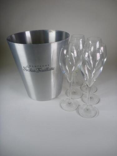 6 x Nicolas Feuillatte flutes & 1 x ice bucket in one lot
